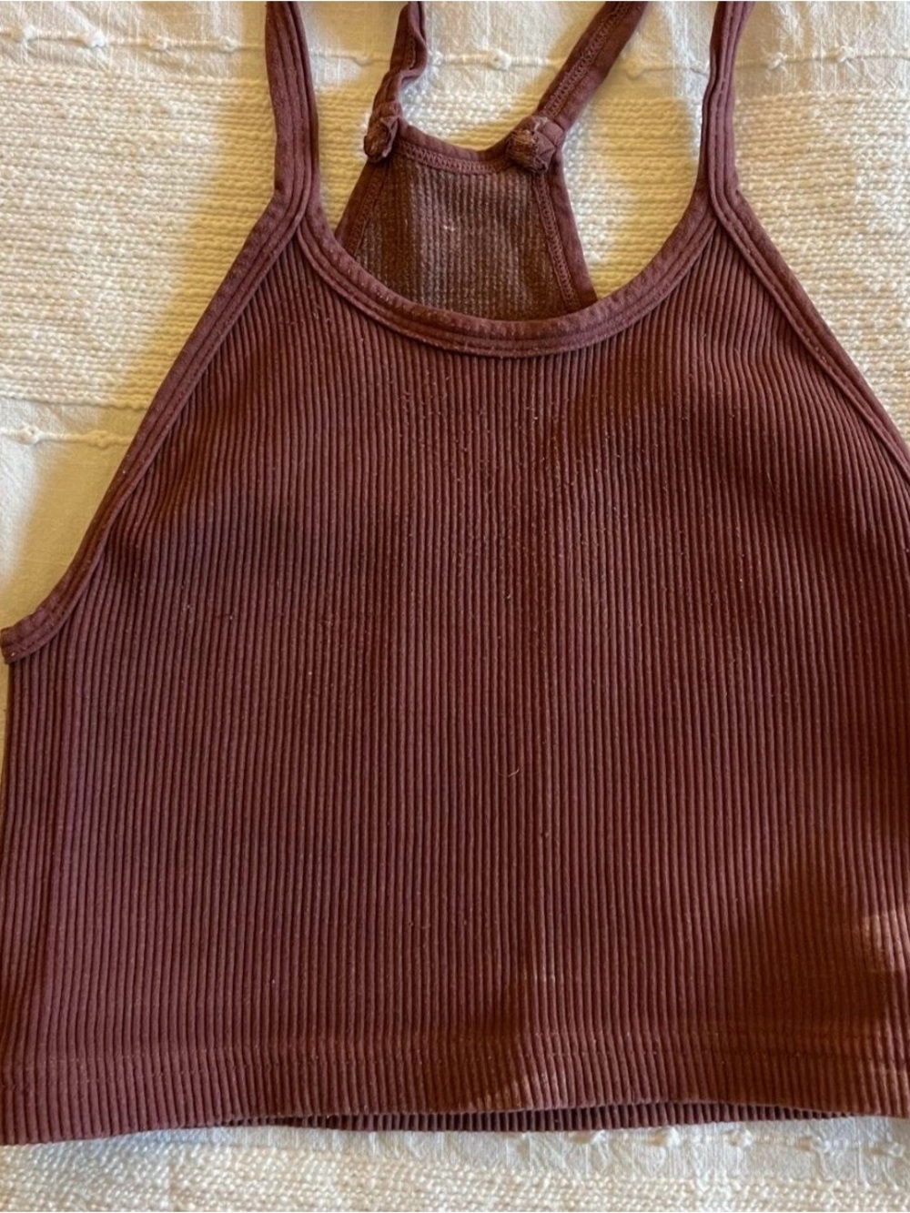 FP Movement by Free People Ribbed Cropped Tank Top - Chocolate Brown
